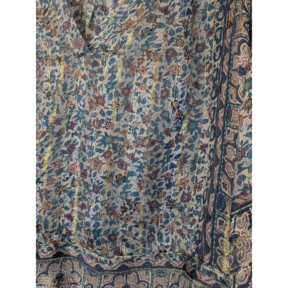 Joie Floral Print Multicolor Silk & Gold Metallic boho blouse Size Small - Picture 5 of 9